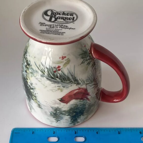 Red Cardinal Cracker Barrel Coffee Mug Cup Christmas Ceramic Susan Winget Robin - Picture 11 of 12